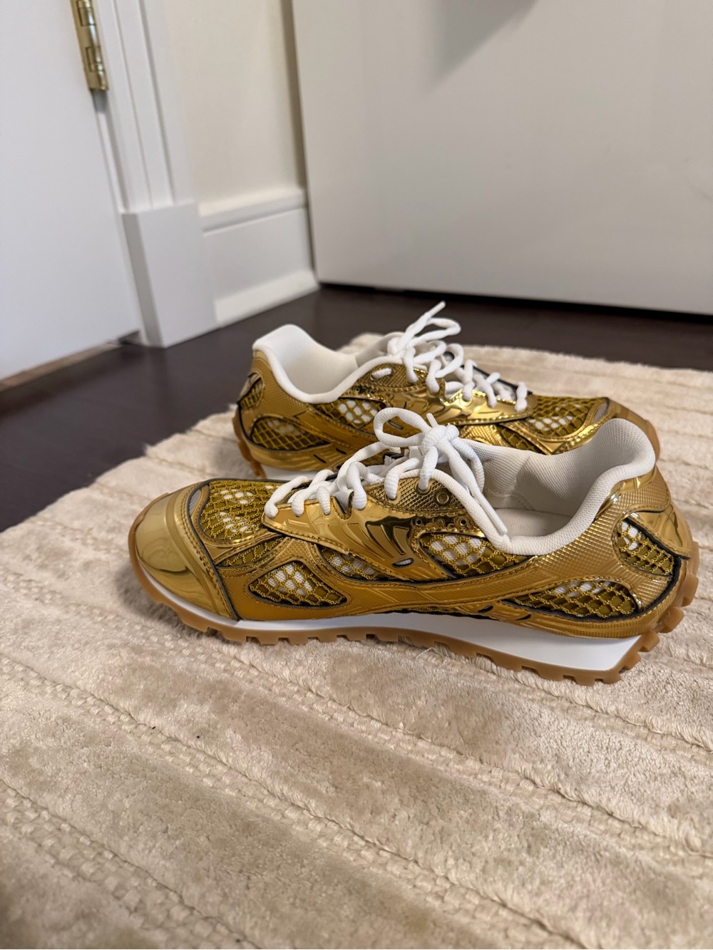 Bottega Veneta Metallic Gold Women's Orbit Sneakers - Picture 2 of 7